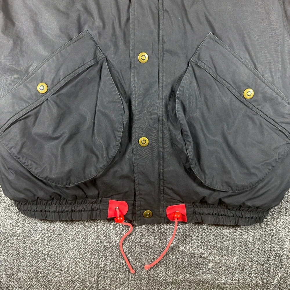 Vintage Weather Breaker Mens XL Black Red Colorblock Hooded Bomber Jacket 1980's